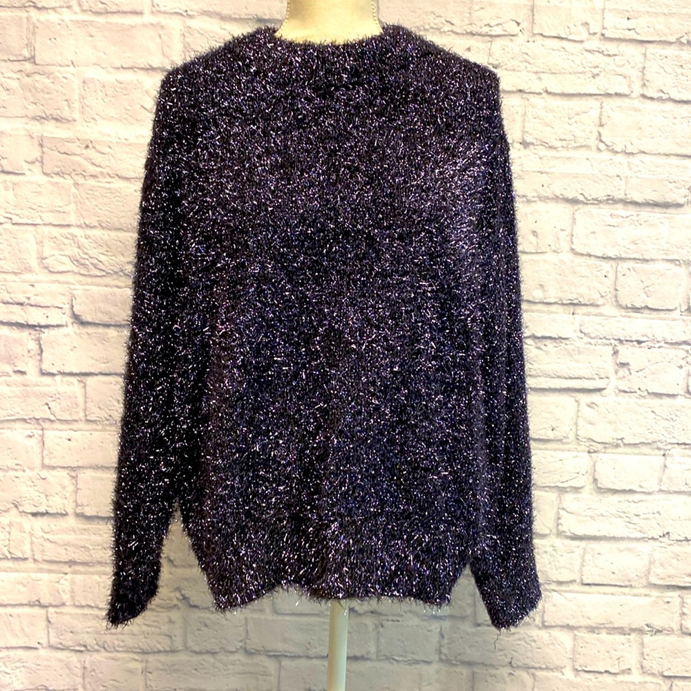 H&M Metallic Sparkling Eyelash Sweater Size Large